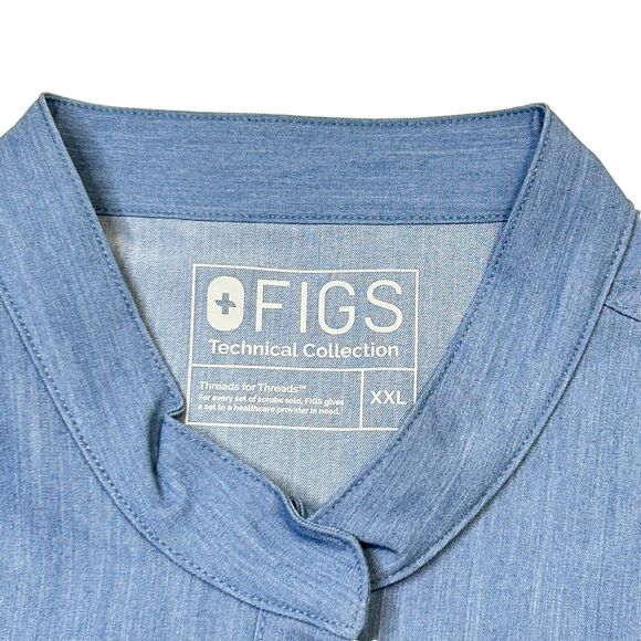 Figs Rafaela Scrub Shirt Top Womens Size XXL 2XL Blue Modern PO 1299 NEW - Picture 6 of 11